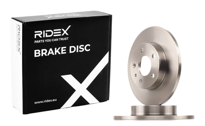 Image of RIDEX 82B0594 Brake disc Rear Axle, solid, Cast Iron, Uncoated, Untreated, without bolts/screws Cast Iron Brake Disc (82)