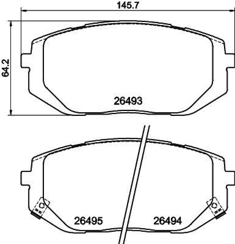 Image of HELLA Brake pad set HELLA 8DB 355 043-641