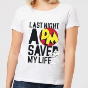 image of Danger Mouse Last Night A DM Saved My Life Womens T-Shirt - White - S