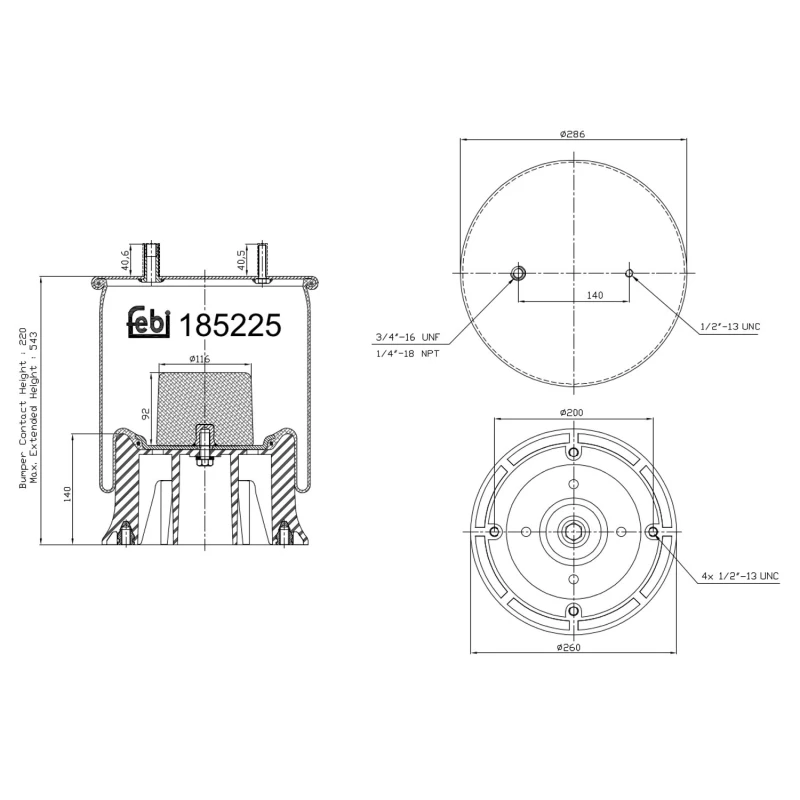 Image of FEBI BILSTEIN 185225 Boot, air suspension Boot,air suspension (324)
