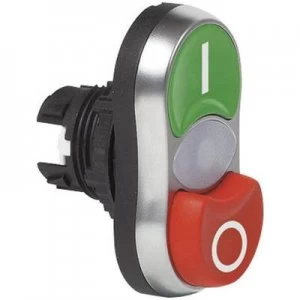Image of Double head pushbutton Front ring PVC chrome plated Green Red