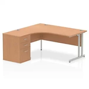 image of Dynamic Wave Left Hand Office Desk Oak MFC Cantilever Leg Grey Frame Impulse 1600/1630 x 800/600 x 730mm