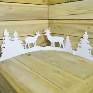 Image of 100cm x 25cm White Christmas Felt Window Boarder - Glittery Deer & Tree Design