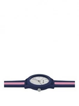 image of Jack Wills Union White Dial Pink And Blue Stripe Strap Watch