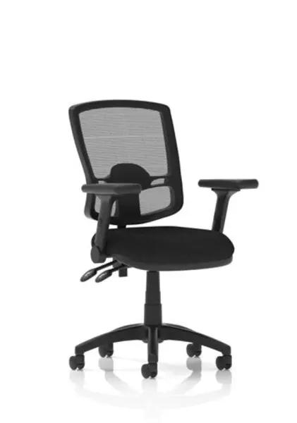 Image of Eclipse Eclipse Plus II Lever Task Operator Chair Deluxe Mesh Back With Black Seat With Height Adjustable And Folding Arms DE02DMBLKFD