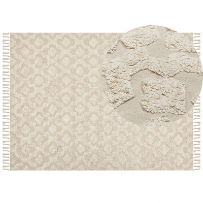 Image of Beliani Rug Aksaray Beige 160 X 230 Cm Cotton
