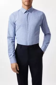 image of Mens Skinny Fit Blue Dogtooth Texture Shirt