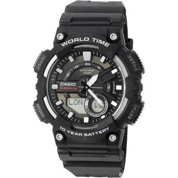 image of Casio AEQ-110W-1AVEF Mens Watch with World Time - Black Resin Strap