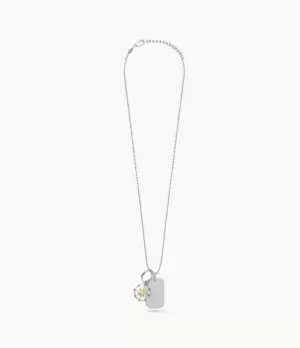 Image of Fossil Men Sutton Compass Stainless Steel Dog Tag Necklace