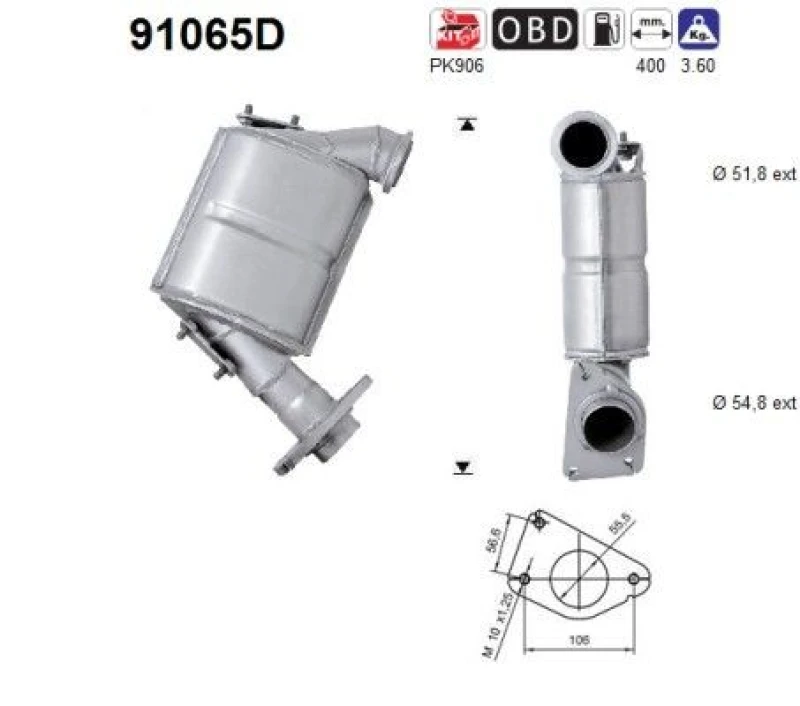 Image of AS Catalytic converter AS 91065D
