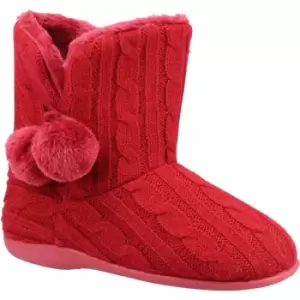 image of Fleet & Foster Womens Apple Knitted Bootie Soft Fur Slippers UK Size 5 (EU 38)