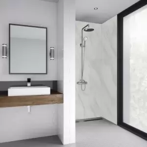 Image of Mermaid Carrara Laminate Shower Wall Panel Tongue & Groove 2420mm x 885mm in Marble