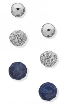 Image of Ladies Anne Klein Jewellery PE POST SET OF 3 BTNS-SLV/LAPIS/CRY Earrings 01G00401