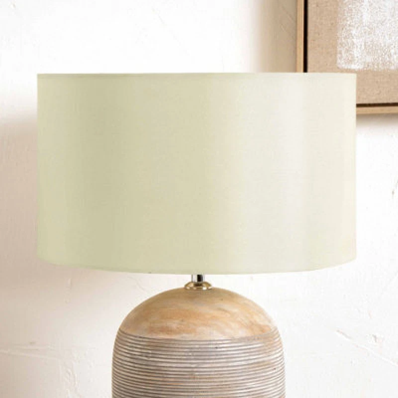 Image of Pacific Lifestyle 35Cm Taupe Silk Lined Cylinder Table Lampshade