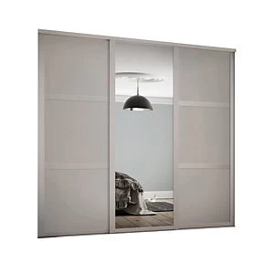 Spacepro 610mm Cashmere Shaker frame 3 panel & 1x Single panel Mirror Sliding Wardrobe Door Kit