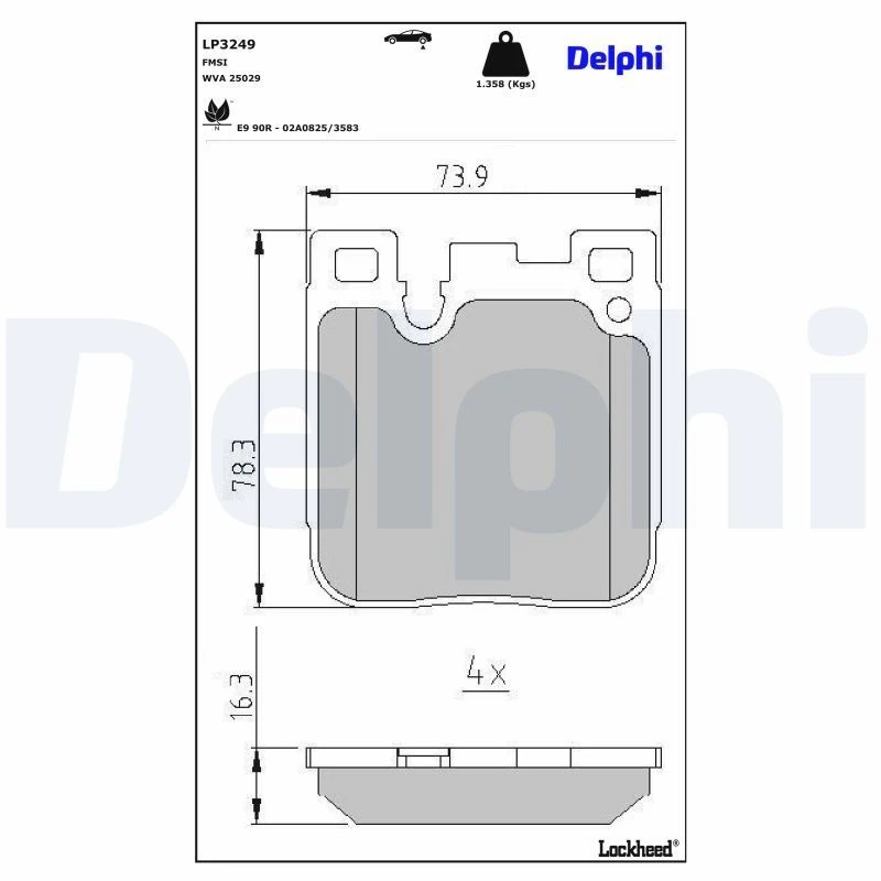 Image of DELPHI Brake pad set DELPHI LP3249