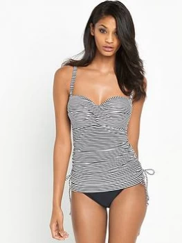 Panache Anya Stripe Balconette Tankini Top - Black/White, Size 40D, Women