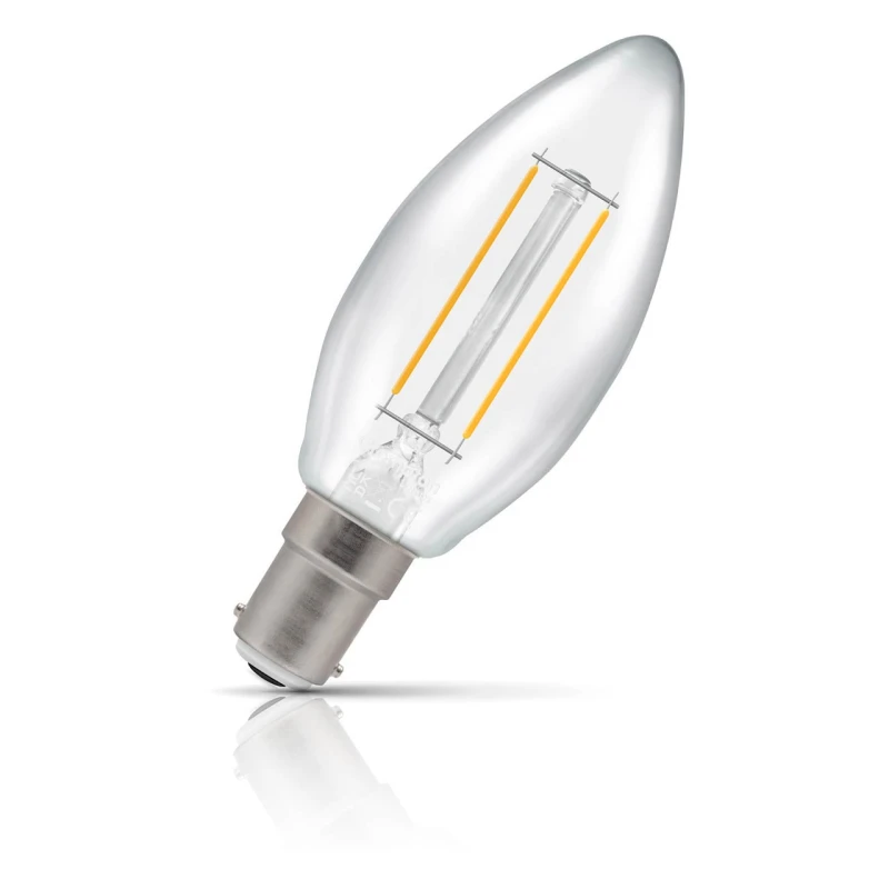Image of Crompton LED Candle Light Bulb B15 2.2W (25W Eqv) Dim Filament Warm White 2700K Small Bayonet Clear