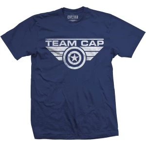 Image of Marvel Comics - Captain America Team Cap Logo Unisex Large T-Shirt - Blue