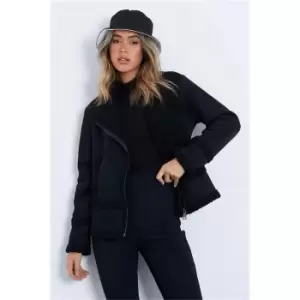 Image of I Saw It First Black Suede Borg Aviator Jacket - Black