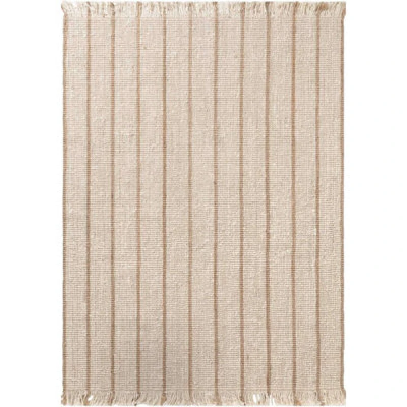 Image of The Rugs Sierra Jute Rug And Runner Hand Woven Natural Fibre Striped 10mm Pile In Cream