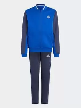 image of Adidas Junior Boys Together Full Zip Tricot Tracksuit, Bright Blue, Size 11-12 Years