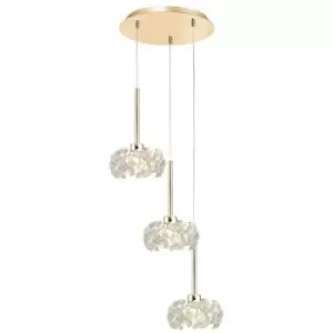 image of Luminosa Beluga 3 Light G9 2m Round Ceiling Pendant With French Gold And Crystal Shade