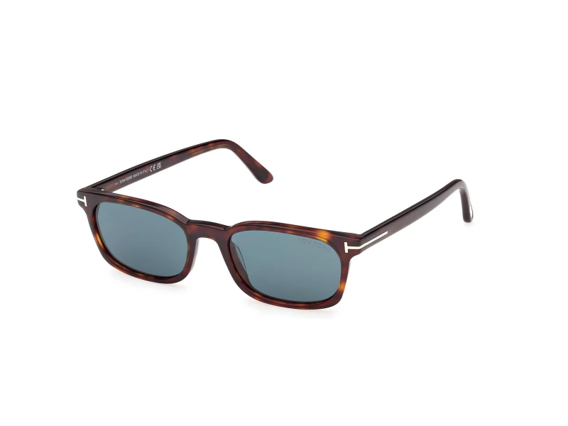 Image of TOM FORD Man TOM FORD FT1300 MILES-02 54V Sunglasses Acetate Havana Blue Squared Normal Havana Sunglasses Man Acetate