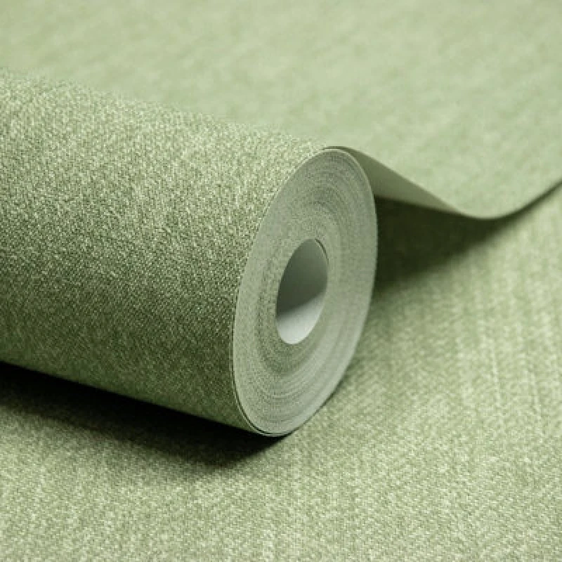 Image of Grandeco Jeans Woven Textile Textured Wallpaper, Sage Green