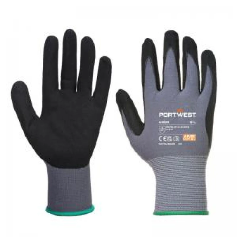 Image of Portwest DermiFlex Nitrile Foam Gloves A350BKRXS Colour: Black