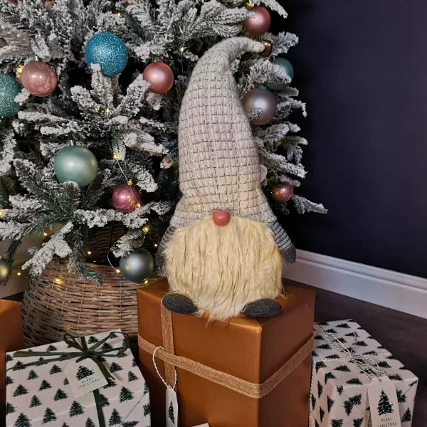Image of 50cm Battery Operated Christmas Sitting Gonk Decoration in Light Grey