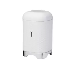 Image of Tea Canister with Geometric Textured Finish - Ice White