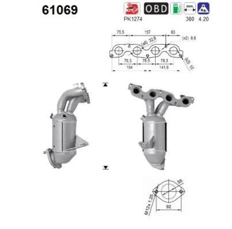Image of AS Catalytic converter AS 61069