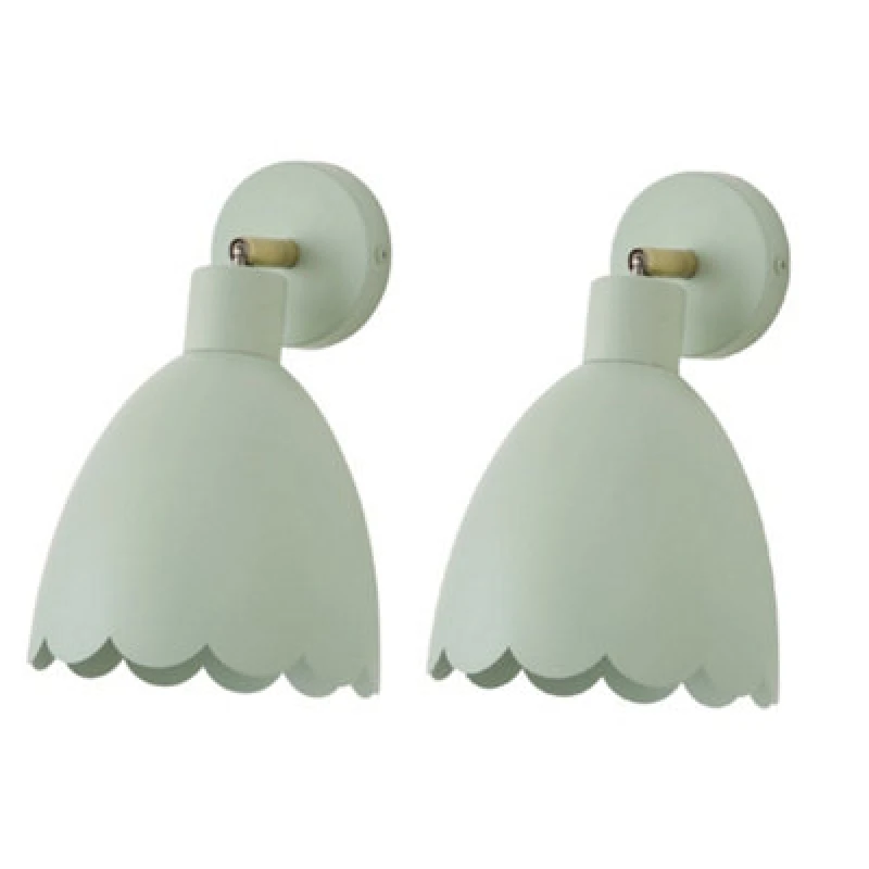 Image of Valuelights Millie Pair Of Sage Green Scallop Adjustable Wall Lights And Bulbs