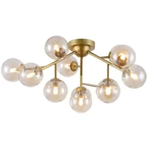 Image of Dallas Semi Flush Ceiling Lamp Gold, 12 Light, G9
