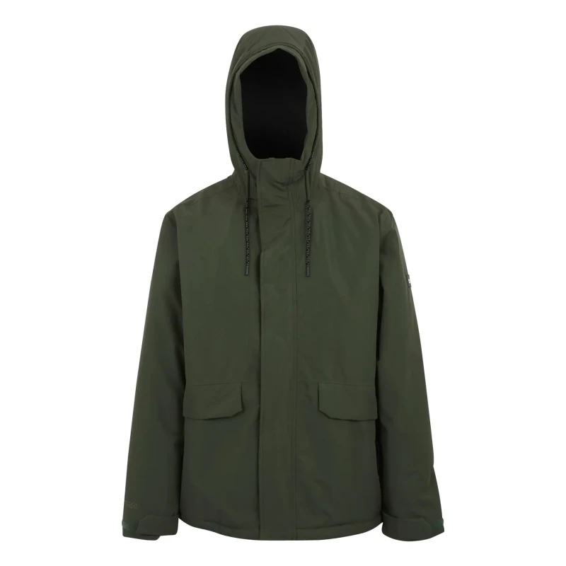 Image of Regatta Regatta Men Sterlings Hooded Waterproof Breathable Insulated Jacket in Dark Green Size: Small Dark Green S Male 5063516101178