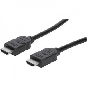 Image of Manhattan HDMI Cable 3m gold plated connectors, High Speed HDMI with Ethernet, Audio Return Channel Black [1x HDMI plug - 1x HDMI plug]