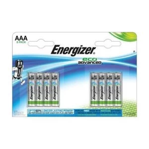 Image of Energizer EcoAdvanced AAA Alkaline Batteries Pack of 8 Batteries
