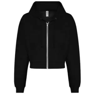 Image of Awdis Womens/Ladies Cropped Hoodie (M) (Deep Black)