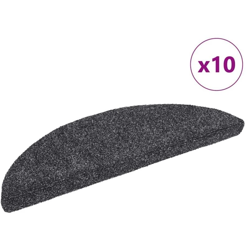 Image of VIDAXL Self-adhesive Stair Mats 10 pcs Dark Grey 56x17x3cm Needle Punch Vidaxl 8720286327838
