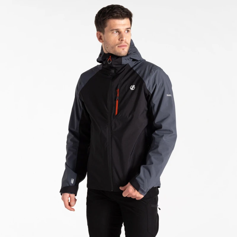 Image of Dare 2B Mens Torrek Full Zip Hooded Waterproof Jacket XL - Chest 44' (112cm) Black/Ebony DMW565-06N-XL