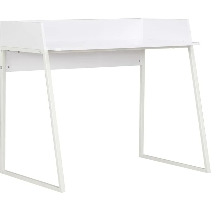 Image of vidaXL Computer Desk with Elevated Back White Corner Desk Home Office Study