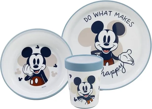 image of Mickey Mouse Non Slip Toddler Dinner Set - Mickey Mouse Kids Tableware 104985 White 38363201000