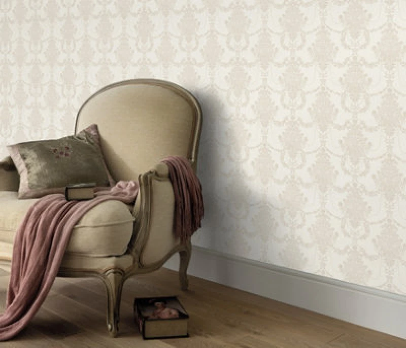 Image of Erismann Timeless Damask Textured Cream Vinyl Wallpaper
