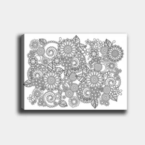 Image of MANDALA21 White Black Decorative Canvas Painting