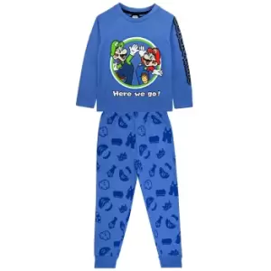 image of Super Mario Boys Luigi Pyjama Set (11-12 Years) (Blue/Green/White)