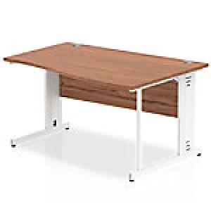 Image of Impulse 1400 Right Hand White Cable Managed Leg Wave Desk Walnut