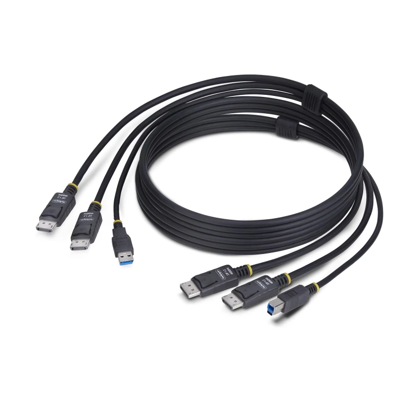 Image of StarTech.com StarTech.com 6ft (1.8m) Dual-DisplayPort and USB 5Gbps KVM Cable, 4K 60Hz, Universally Compatible DP 1.2/USB 3.0 Combo Cable for Dual-Mon