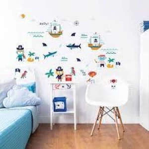 image of Walltastic Pirate Wall Stickers Decor Kit 41 Pack