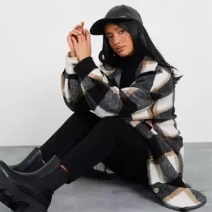 Image of I Saw It First Petite Check Oversized Shacket - Grey
